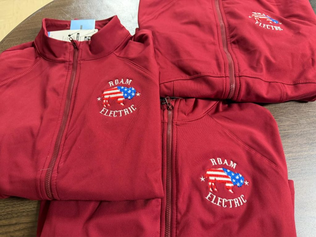 Custom embroidered jackets for an electrician